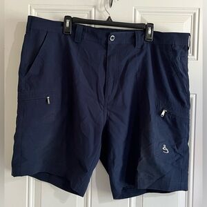 Hook & Tackle Men’s 42 Driftwood Hybrid Stretch Fishing Shorts Navy Blue Outdoor